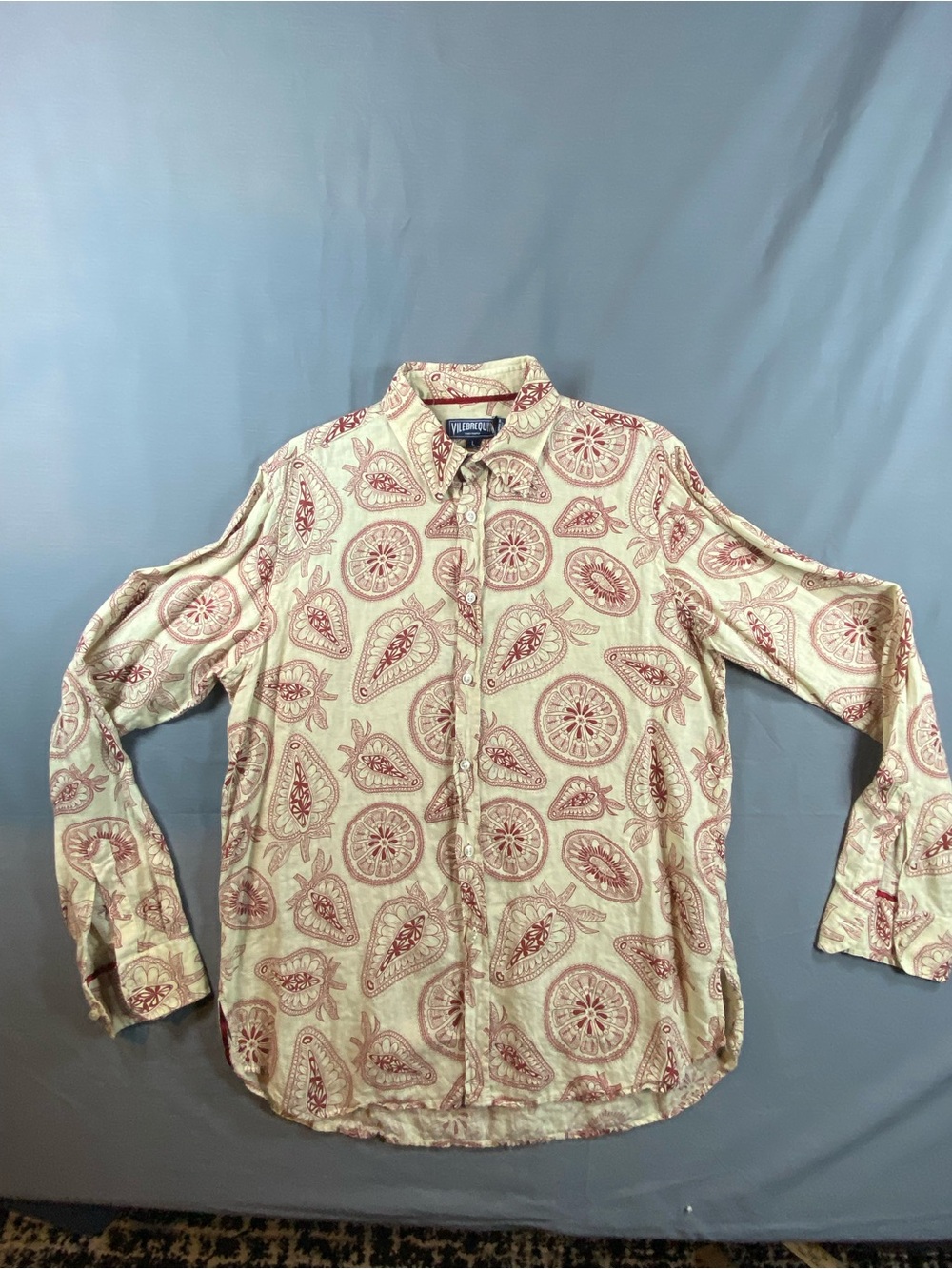 Vintage Vilebrequin  linen Cream Paisley Button-Up Shirt made in Italy
